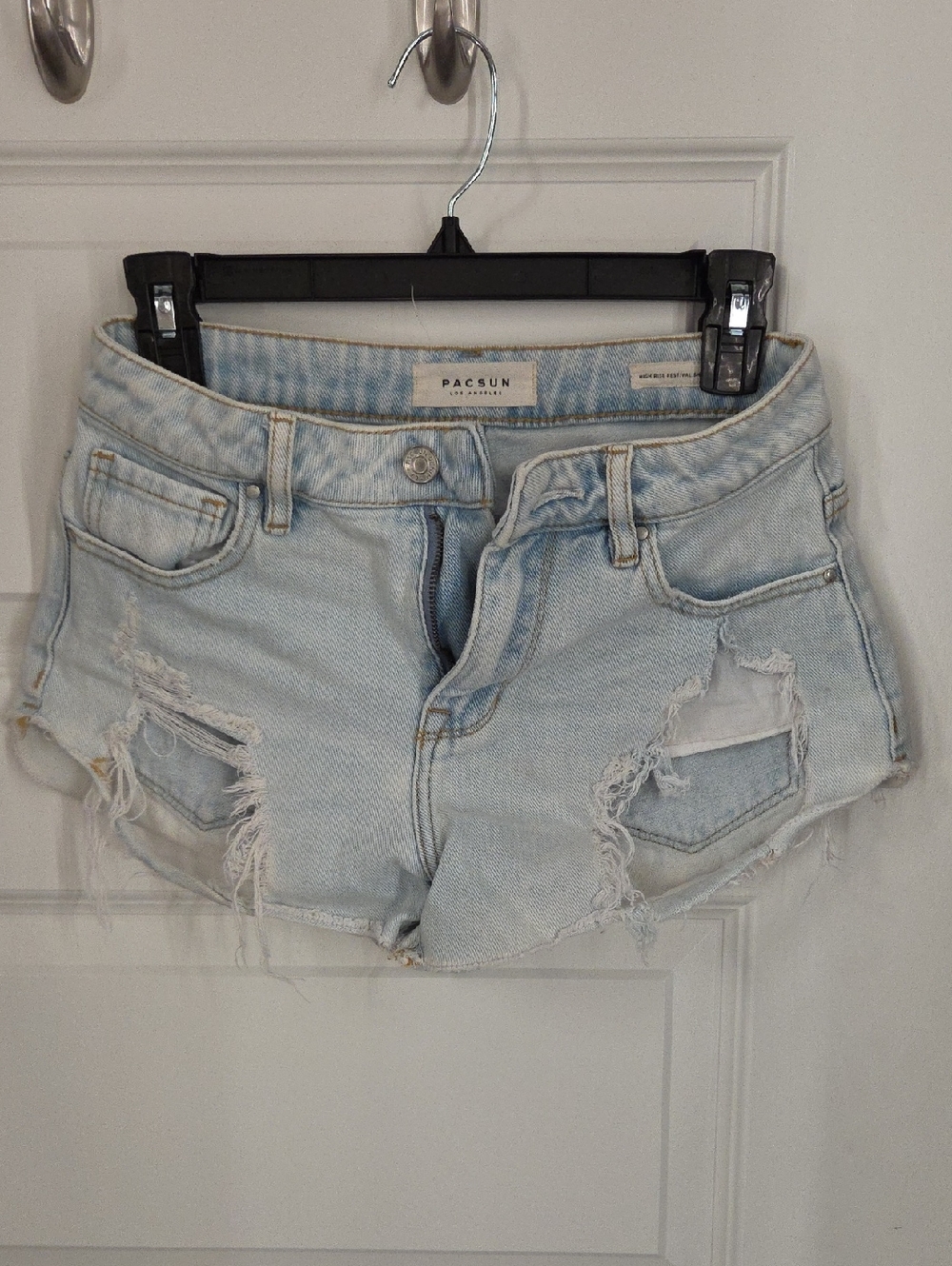 PacSun Light Wash Distressed Denim Cutoff Shorts - Pale Blue